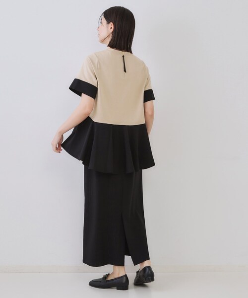 OPAQUE.CLIP（オペークドットクリップ）の「配色フハクドッキングペプラムトップス【洗濯機洗い可/抗ピル】（Tシャツ/カットソー・レディース・ホワイト系5/チャコール/ベージュ系4・38/40/42）」の10枚目の写真