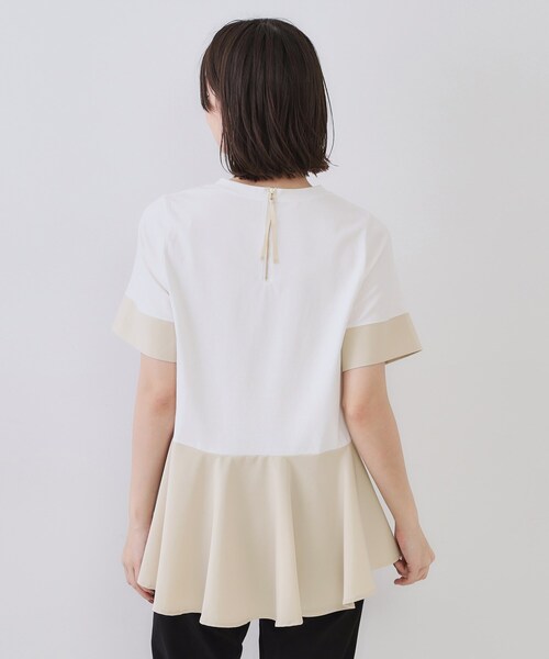 OPAQUE.CLIP（オペークドットクリップ）の「配色フハクドッキングペプラムトップス【洗濯機洗い可/抗ピル】（Tシャツ/カットソー・レディース・ホワイト系5/チャコール/ベージュ系4・38/40/42）」の18枚目の写真