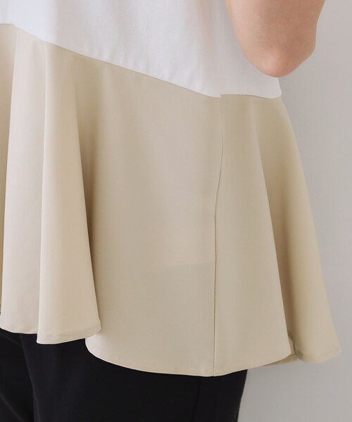 OPAQUE.CLIP（オペークドットクリップ）の「配色フハクドッキングペプラムトップス【洗濯機洗い可/抗ピル】（Tシャツ/カットソー・レディース・ホワイト系5/チャコール/ベージュ系4・38/40/42）」の22枚目の写真