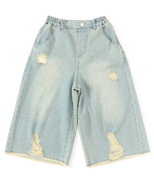 algy（アルジー）の「グランジワイドハーフパンツ（デニムパンツ・キッズ・ブラック/サックスブルー・SMALL/MEDIUM/X-SMALL/XX-SMALL）」の2枚目の写真