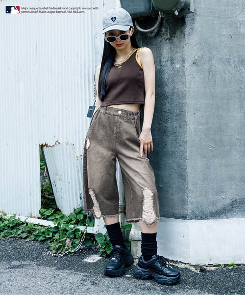 algy（アルジー）の「グランジワイドハーフパンツ（デニムパンツ・キッズ・ブラック/サックスブルー・SMALL/MEDIUM/X-SMALL/XX-SMALL）」の3枚目の写真