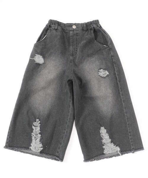 algy（アルジー）の「グランジワイドハーフパンツ（デニムパンツ・キッズ・ブラック/サックスブルー・SMALL/MEDIUM/X-SMALL/XX-SMALL）」の5枚目の写真