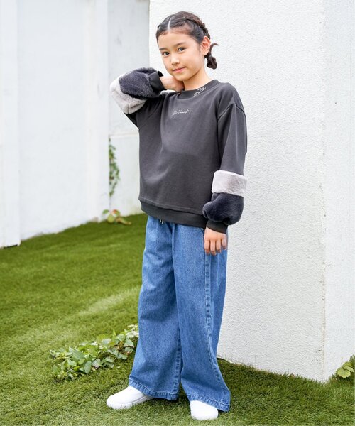 ikka（イッカ）の「レースアップワイドパンツ（120~160cm）（その他パンツ・キッズ・ブラック/スモークグレー/ブルー/ライム・120/130/140/150/160）」の19枚目の写真