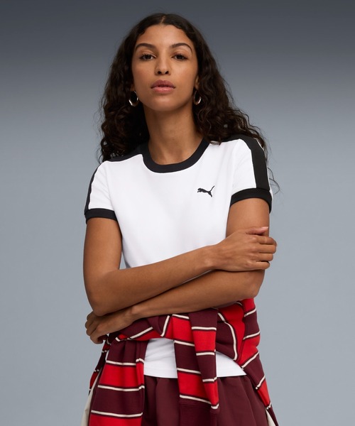 PUMA（プーマ）の「PUMA プーマ ウィメンズ T7 スリム 半袖 Tシャツ（Tシャツ/カットソー・レディース・ピンク系その他2/ホワイト/ブラック・SMALL/MEDIUM/LARGE/X-LARGE）」の2枚目の写真