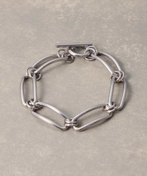 PAPILLONNER(パピヨネ)の「【OT】ステンレススクエアチェーンブレス(ブレスレット・レディース・シルバー/ゴールド・FREE)」の2枚目の写真