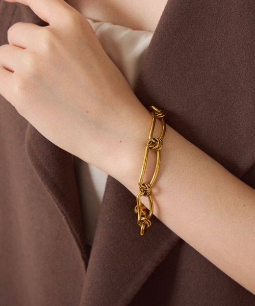 PAPILLONNER(パピヨネ)の「【OT】ステンレススクエアチェーンブレス(ブレスレット・レディース・シルバー/ゴールド・FREE)」の1枚目の写真