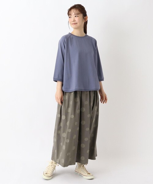 one'sterrace（ワンズテラス）の「ランダムドット ジャカード9分丈フレアスカート（スカート・レディース・ネイビー系5/ブラック系8/グレー系4・02）」の16枚目の写真
