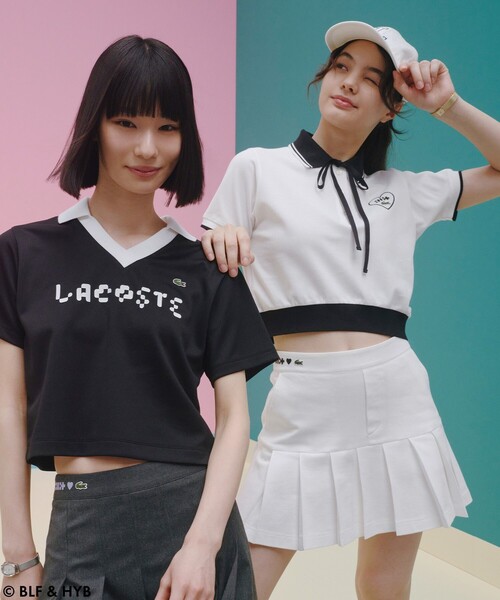 今季新作　LACOSTE ラコステポロシャツ ブラック　半袖　クロップド LACOSTE（ラコステ） 半袖ポロシャツ ブラック | セレクト