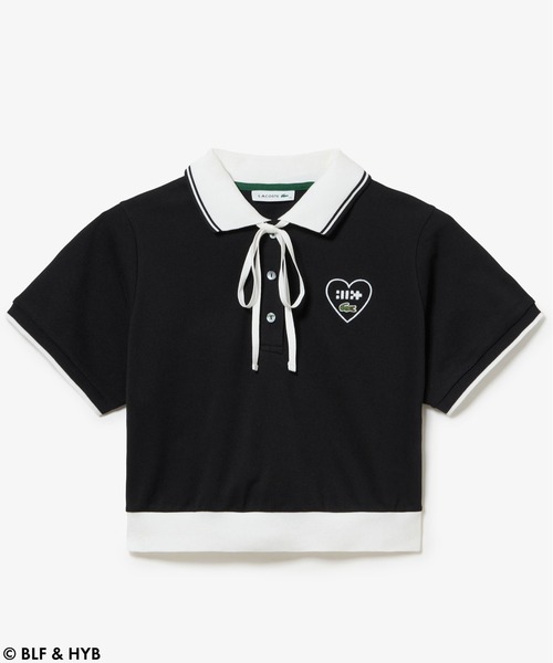 新品ーLACOSTE レディース ポロシャツ 36 黒 スヌーピー刺繍 LACOSTE ポロシャツ ポロ LACOSTE/ポロシャツ レディース