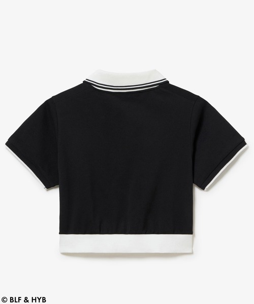 今季新作　LACOSTE ラコステポロシャツ ブラック　半袖　クロップド ラコステ LACOSTE ラップフロント クロップド丈半袖ポロシャツ
