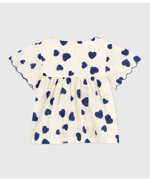 PETIT BATEAU(プチバトー)の「半袖ブラウス(シャツ/ブラウス・キッズ・ホワイト×ブルー・6YEAR/8YEAR/10YEAR/12YEAR)」の2枚目の写真