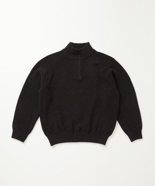 crepuscule(クレプスキュール)の「crepuscule Wool Kanoko Half Zip P/O (2503-010)(ポロシャツ・メンズ・ブラック・1/2)」の1枚目の写真
