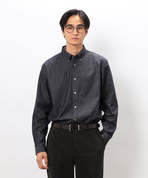 COMME CA ISM(コムサイズム)の「播州織 デニムライク シャンブレーツイルシャツ(シャツ/ブラウス・メンズ・ネイビー/ホワイト・MEDIUM/LARGE)」の9枚目の写真
