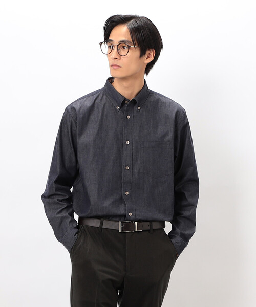 COMME CA ISM(コムサイズム)の「播州織 デニムライク シャンブレーツイルシャツ(シャツ/ブラウス・メンズ・ネイビー/ホワイト・MEDIUM/LARGE)」の10枚目の写真