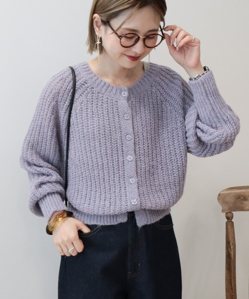 AMERICAN HOLIC(アメリカンホリック)の「【2WAY】モヘヤ風甘編みミカーディガン(カーディガン/ボレロ・レディース・ラベンダー/アイボリー/グレー・L/M)」の3枚目の写真