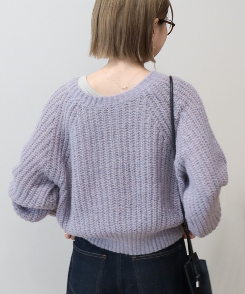 AMERICAN HOLIC(アメリカンホリック)の「【2WAY】モヘヤ風甘編みミカーディガン(カーディガン/ボレロ・レディース・ラベンダー/アイボリー/グレー・L/M)」の10枚目の写真