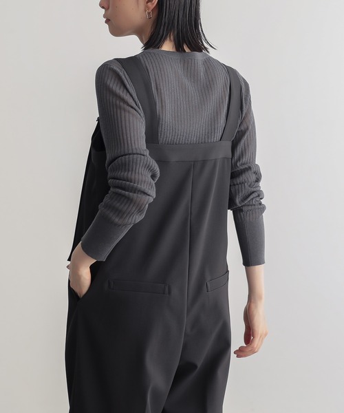 for/c（フォーシー）の「[低身長/高身長向けサイズ有]ドライピケサロペット【サスティナブル】（サロペット/オーバーオール・レディース・ブラック/ネイビー/アイボリー・PM/LL/L/M/TM/PL）」の14枚目の写真