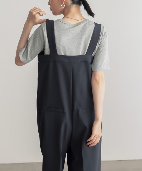for/c（フォーシー）の「[低身長/高身長向けサイズ有]ドライピケサロペット【サスティナブル】（サロペット/オーバーオール・レディース・ブラック/ネイビー/アイボリー・PM/LL/L/M/TM/PL）」の21枚目の写真