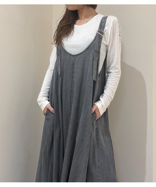 LUGIVA（ルギヴァ）の「【LUGIVA/ルギバ】テンセルデニム前後2wayジャンパースカート（ジャンパースカート・レディース・ブラック・FREE）」の5枚目の写真