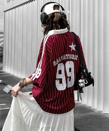 BLACKQUEEN（ブラッククイーン）の「【BLACKQUEEN】ストライプユニフォームTシャツ（Tシャツ/カットソー）」