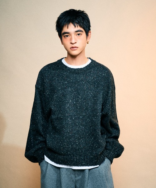 Elanque（エランク）の「Volume nep knit/ボリュームネップニット（ニット/セーター・メンズ・ブラウン/カーキ/グレー/ブラック・MEDIUM/LARGE）」の17枚目の写真