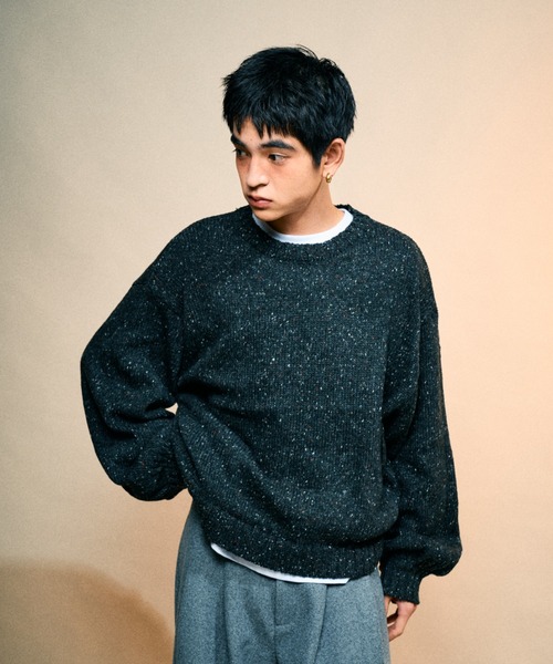 Elanque（エランク）の「Volume nep knit/ボリュームネップニット（ニット/セーター・メンズ・ブラウン/カーキ/グレー/ブラック・MEDIUM/LARGE）」の18枚目の写真