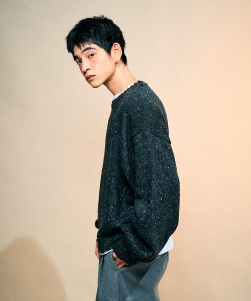 Elanque（エランク）の「Volume nep knit/ボリュームネップニット（ニット/セーター・メンズ・ブラウン/カーキ/グレー/ブラック・MEDIUM/LARGE）」の19枚目の写真