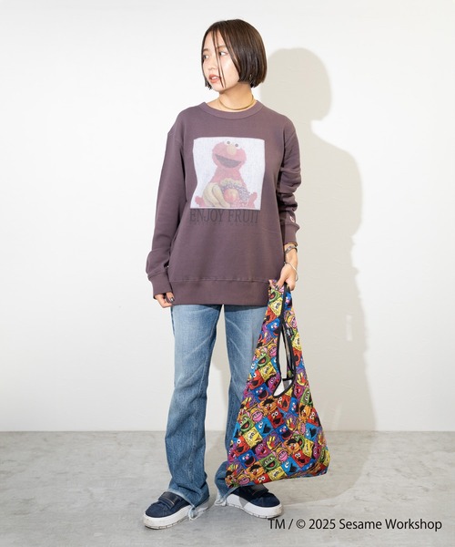 FRUIT OF THE LOOM（フルーツオブザルーム）の「【FRUIT OF THE LOOM】SESAME STREET×FTL エコバッグ/セサミコラボ（エコバッグ/サブバッグ・メンズ・アイボリー/パープル/ライトグレー・FREE）」の6枚目の写真