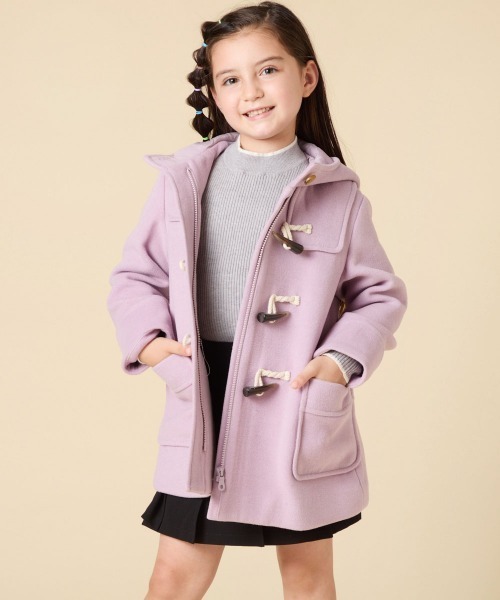 [100-160]【アウター人気NO.１】【選べる５色展開/お家で洗える】ライトフェイクウールダッフルコート