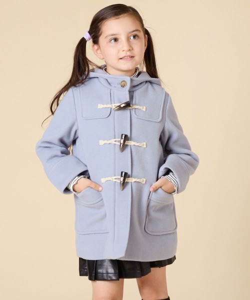 [100-160]【アウター人気NO.１】【選べる５色展開/お家で洗える】ライトフェイクウールダッフルコート