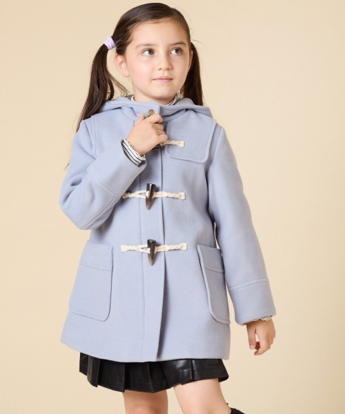 [100-160]【アウター人気NO.１】【選べる５色展開/お家で洗える】ライトフェイクウールダッフルコート