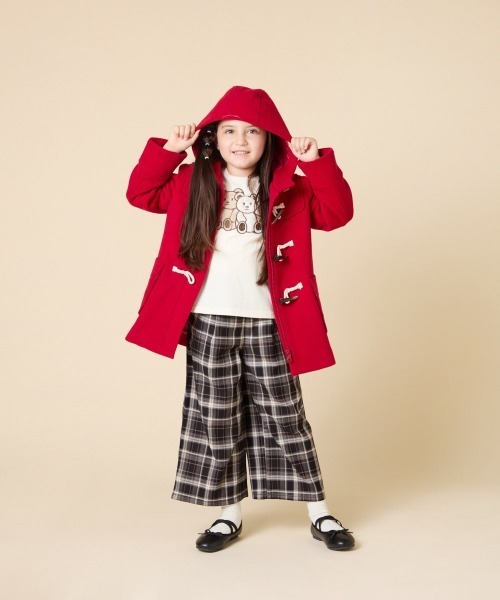 [100-160]【アウター人気NO.１】【選べる５色展開/お家で洗える】ライトフェイクウールダッフルコート