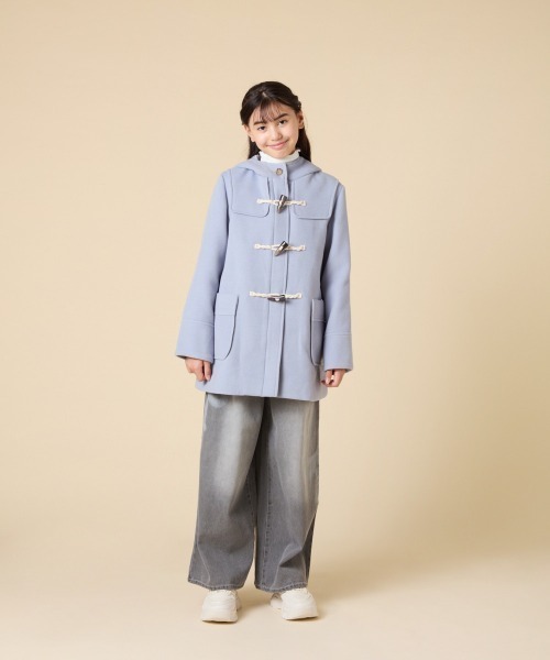 [100-160]【アウター人気NO.１】【選べる５色展開/お家で洗える】ライトフェイクウールダッフルコート