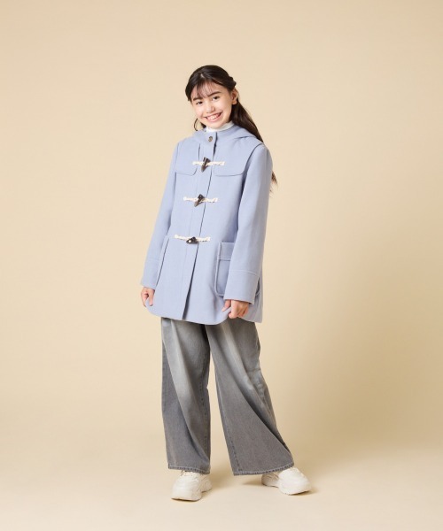 [100-160]【アウター人気NO.１】【選べる５色展開/お家で洗える】ライトフェイクウールダッフルコート