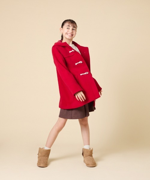 [100-160]【アウター人気NO.１】【選べる５色展開/お家で洗える】ライトフェイクウールダッフルコート