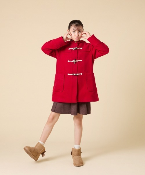 [100-160]【アウター人気NO.１】【選べる５色展開/お家で洗える】ライトフェイクウールダッフルコート