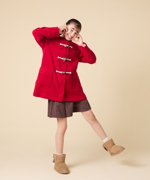 [100-160]【アウター人気NO.１】【選べる５色展開/お家で洗える】ライトフェイクウールダッフルコート