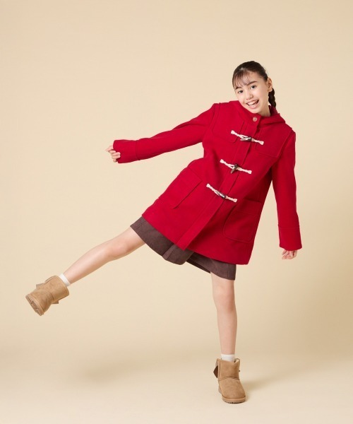 [100-160]【アウター人気NO.１】【選べる５色展開/お家で洗える】ライトフェイクウールダッフルコート