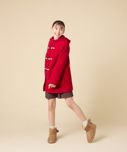 [100-160]【アウター人気NO.１】【選べる５色展開/お家で洗える】ライトフェイクウールダッフルコート