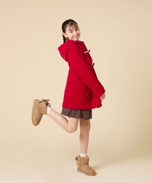 [100-160]【アウター人気NO.１】【選べる５色展開/お家で洗える】ライトフェイクウールダッフルコート