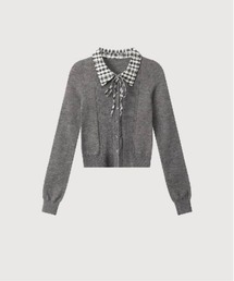 LA POMME petit(|~Ev`)Check Collar Cardigan(J[fBK/{)