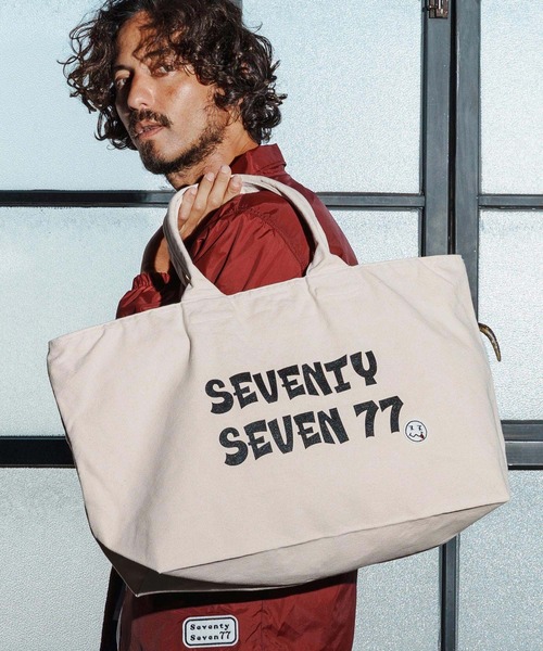 seventy seven(セブンティセブン)の「mko13170-large tote bag(77funny) トートバッグ(7725W340)(トートバッグ・メンズ・ネイビー/ナチュラル/ブラック・FREE)」の1枚目の写真