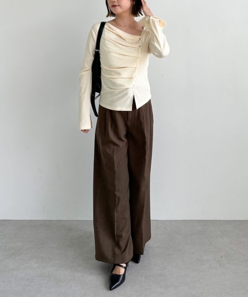 2wayアシメボタンカットTOPS（Tシャツ/カットソー）｜archives