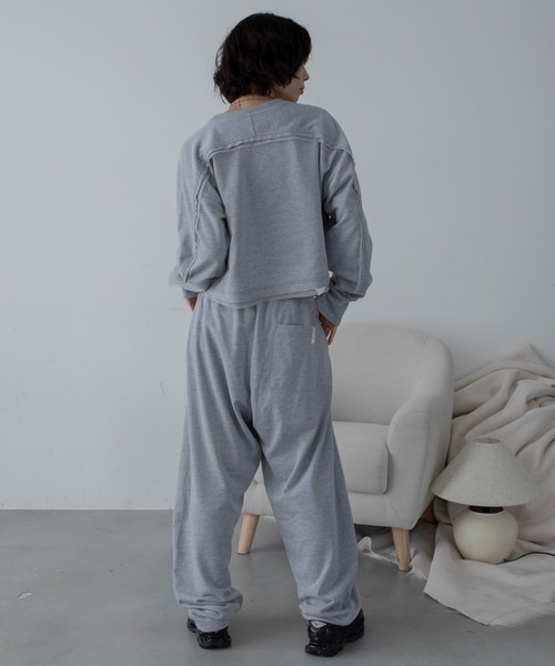 チュール切替ショート丈スウェットトップス（スウェット）｜VACANCY