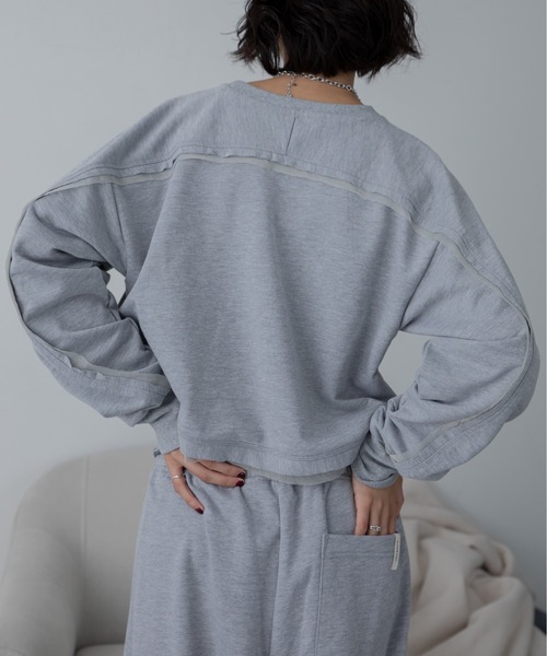 VACANCY（ヴァカンシー）の「チュール切替ショート丈スウェットトップス（スウェット・レディース・オフホワイト/グレー/チャコールグレー・FREE）」の22枚目の写真