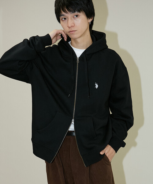 U.S. POLO ASSN. 黒ジップアップジャケット セール】U.S. POLO ASSN./ユーエスポロアッスン 別注 FULL ZIP HOODIE