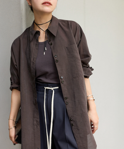 JOURNAL STANDARD（ジャーナルスタンダード）の「《追加2》キュプラヴィンテージローンシャツ（シャツ/ブラウス・レディース・ブラウン/ブラック・FREE）」の2枚目の写真