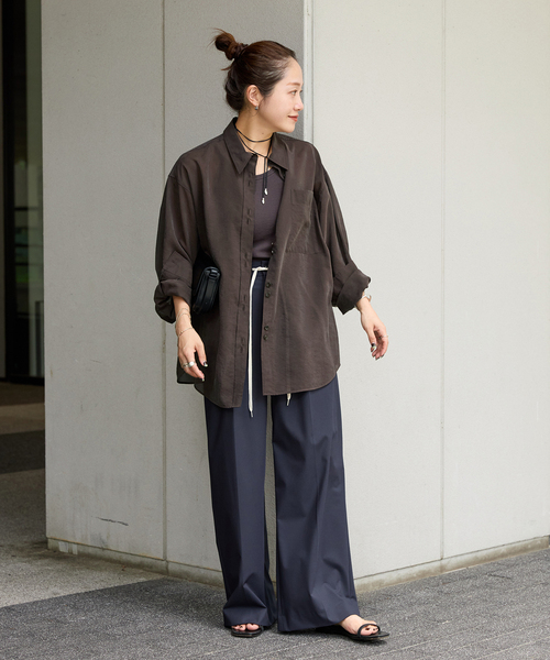 JOURNAL STANDARD（ジャーナルスタンダード）の「《追加2》キュプラヴィンテージローンシャツ（シャツ/ブラウス・レディース・ブラウン/ブラック・FREE）」の4枚目の写真