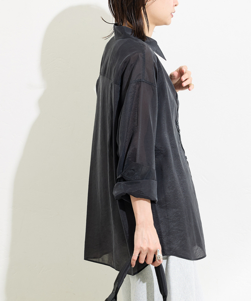 JOURNAL STANDARD（ジャーナルスタンダード）の「《追加2》キュプラヴィンテージローンシャツ（シャツ/ブラウス・レディース・ブラウン/ブラック・FREE）」の7枚目の写真