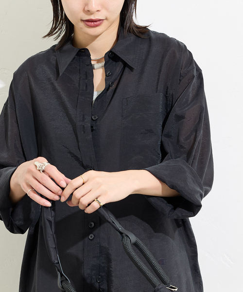 JOURNAL STANDARD（ジャーナルスタンダード）の「《追加2》キュプラヴィンテージローンシャツ（シャツ/ブラウス・レディース・ブラウン/ブラック・FREE）」の9枚目の写真